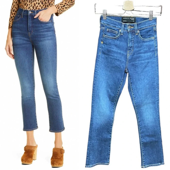 Veronica Beard Carly High‎ Waist Kick Flare Jeans Bright Blue Size 24 - Picture 1 of 11